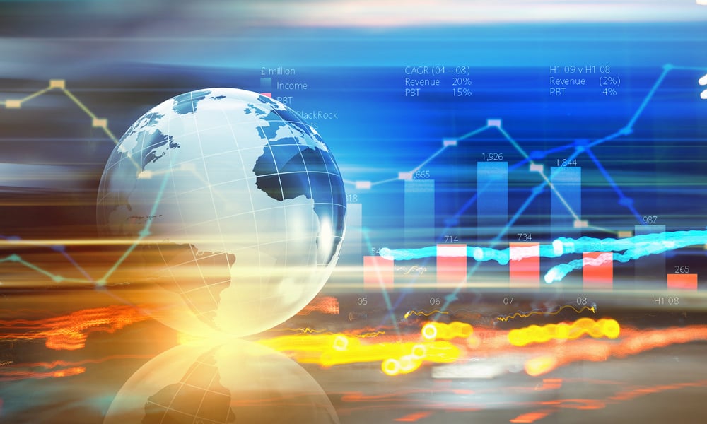 Background digital image with Earth planet and graphs Background digital image with Earth planet and graphs